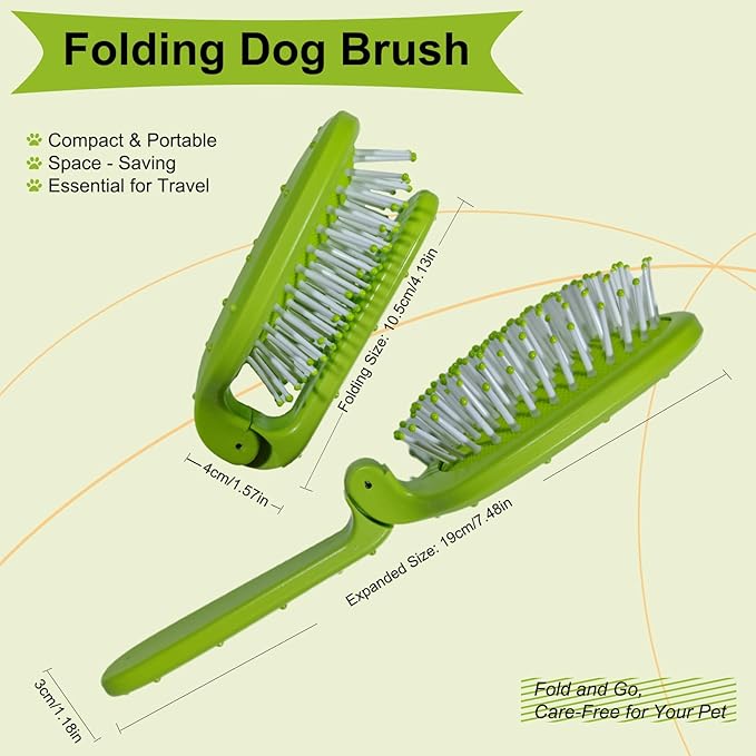 Foldable Cactus Puppy Brush Small Dogs Soft Bristles Grooming Tool Yorkie Shih Tzu Maltipoo Maltese (Dark Green)