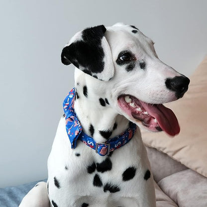 Lionet Paws Patriotic Dog Collar with Bowtie, 4th of July, Soft and Comfortable Adjustable American Flag Bowtie Collar for X-Large Dogs Male Female Gift, Neck 16-26 inches
