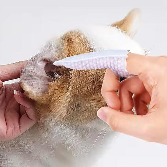 H&H Pets Disposable Finger-Style Ear & Facial Dry Wipes - Ultra Soft, Fragrance Free, Hypoallergenic, 60 Count