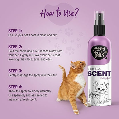 Wagging Tails 5-in-1 Fur Breeze Scent, 6.7 fl oz for Dogs & Cats | Alcohol-Free Pet Freshener | Long-Lasting Freshness & Odor Eliminator | Gentle Formulation for All Pets, Ensuring Daily Freshness
