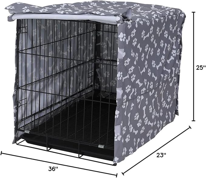 Dog Crate Cover for Wire Crates, Fits Most 36" inch Dog Crates. Easy to Put On, Take Off, and Adjust - Cover only - Sky Gray -3 Inch