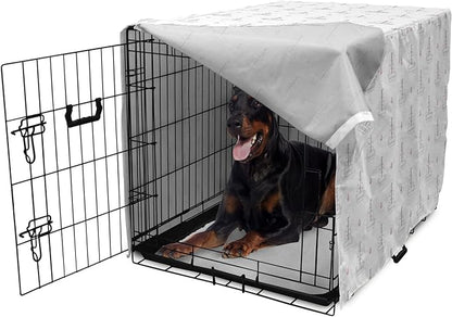 Lunarable Sail Boat Dog Crate Cover, Heart Patterned Sail with Anchor Ships Transportation Nautical, Easy to Use Pet Kennel Cover for Medium Large Dogs, 42 Inch, Blush Black White