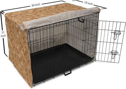 Lunarable Abstract Dog Crate Cover, Classic Print of Retro Style Round Intricate, Easy to Use Pet Kennel Cover for Cats & Medium Dogs, 30 Inch, Cocoa Pale Brown