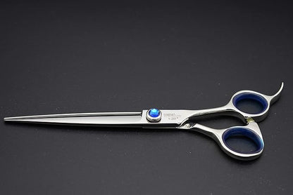 Pro Dog Grooming Shear Scissors Straight 7 Inch Pet Shear Stainless Steel Forged (7" Straight Blue Diamond)