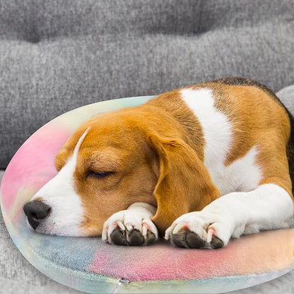 Dog Pillow, U-Shaped Dog Calming Pillow for Pet, Soft Dog Neck Pillow Machine Washable Dog Bed Pillow for Dog and Cat Enhance Sleep Quality(Tie-dye Pink Blue, Large)