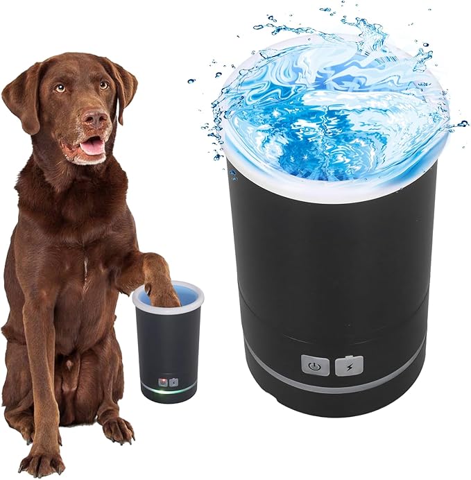 Portable Dog Paw Washer, Automatic echargeable USB Rechargeable Soft Brushes Dog Foot Cleaner, Portable Pet Paw Cleaner Pet Grooming Supplies for Small Medium Dogs Cats