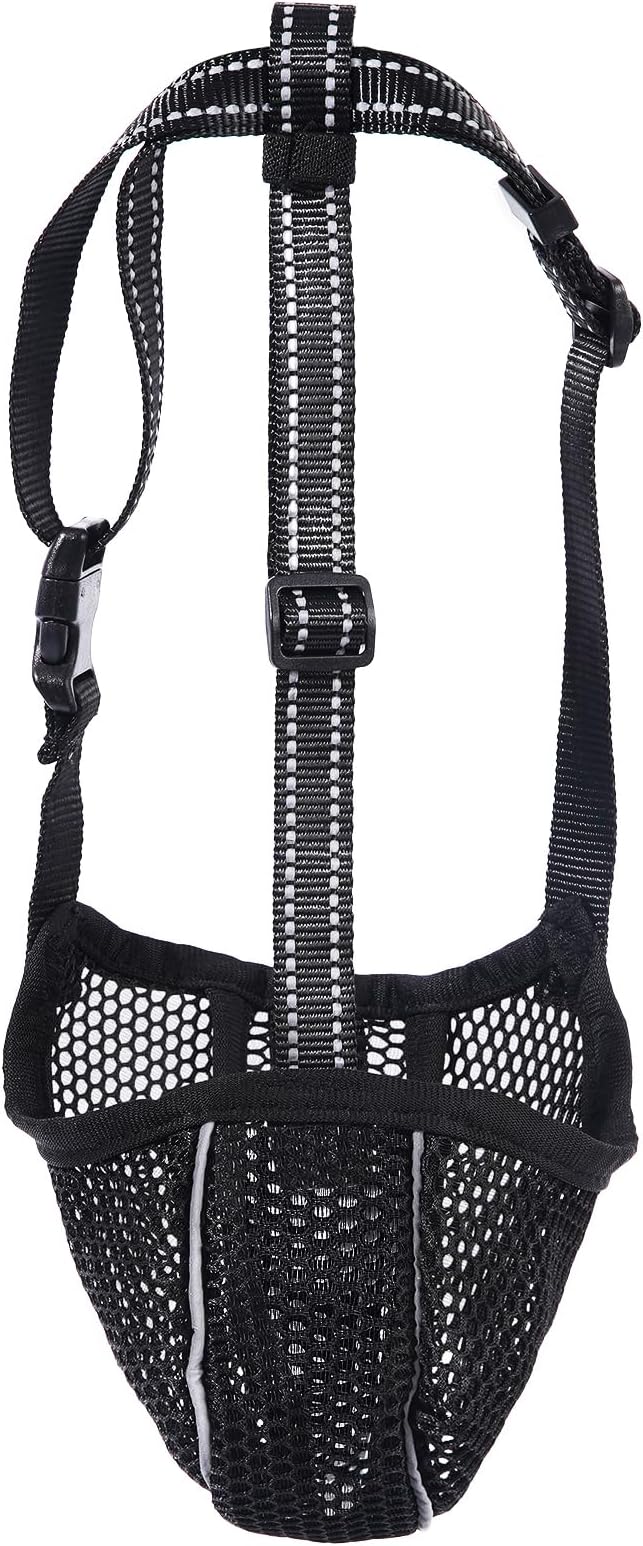 Large Dog Muzzle, Muzzle for Large Dogs to Prevent Eating/Chewing/Biting, Breathable Reflective Adjustable Medium Dog Accessories Dog Muzzle (Black, S)