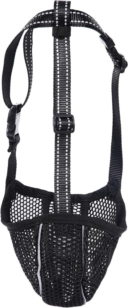 Large Dog Muzzle, Muzzle for Large Dogs to Prevent Eating/Chewing/Biting, Breathable Reflective Adjustable Medium Dog Accessories Dog Muzzle (Black, S)