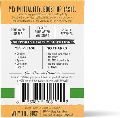 The Honest Kitchen Pumpkin POUR OVERS Wet Toppers for Dogs (Pack of 12), 5.5 oz - Chicken Stew