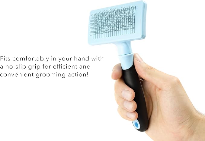 Self Cleaning Pet Slicker Brush, Blue, Large