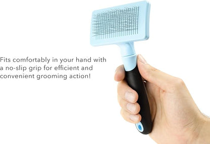 Self Cleaning Pet Slicker Brush, Blue, Large