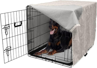 Lunarable Cream Dog Crate Cover, Old Lace Design with Soothing Color Scheme Vintage Style Classical Inspired Image, Easy to Use Pet Kennel Cover for Medium Large Dogs, 42 Inch, Cream Tan