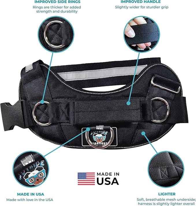 LUXE Joyride Harness for Dogs, No-Pull Pet Harness, Made in The USA, 3 Upgraded Side Rings, Adjustable Pet Vest, Easy On-Off and Improved Control Handle, Training, Walking, Running