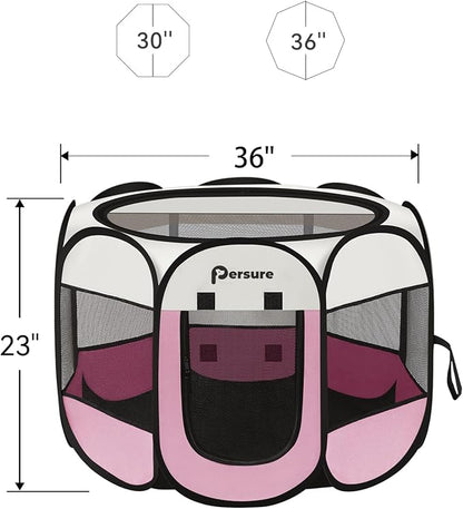 Dog Cat Playpen Indoor/Outdoor, Medium (Pink)