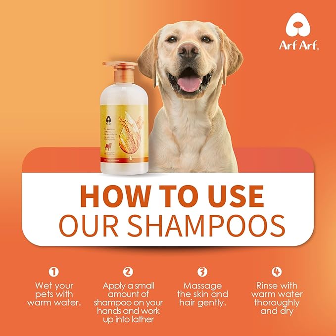 Arf Arf Dog Shampoo Itch Relief, Allay Itch & Irritation Oatmeal Formula, Soothes Dryness and Itching, Long-Lasting Moisture and Natural Fragrance, Suitable for All Breeds and Ages - 16oz