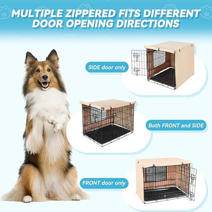 X-ZONE PET 30" Dog Crate Cover for Indoor/Outdoor - Heavy Duty Polyester Pet Kennel Cover Fits for Wire Dog Cage Beige