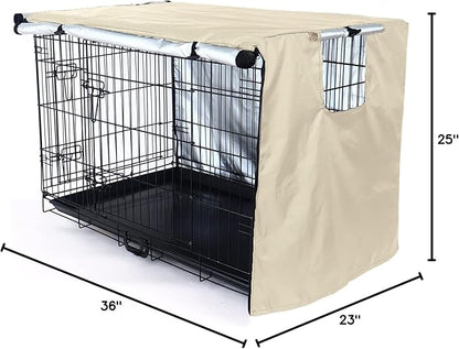 kefit Dog Crate Cover 36 inch, Kennel Cover for Dog Cage, Beige