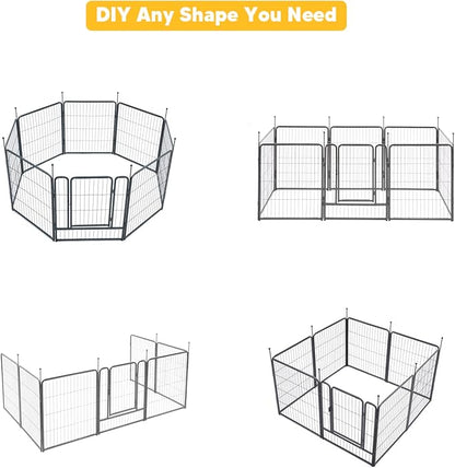 TMEE Dog Playpens 8/16 Panels Dog Pen Outdoor Indoor Dog Fence Exercise Pen 40 inch Height Pet Play Yard Gate with Doors for Large/Medium/Small Dogs, Pet Playpen for RV, Camping, Yard, 8 Pcs