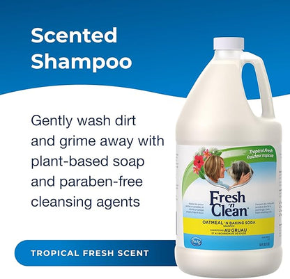 PetAg Fresh ’n Clean Oatmeal ’n Baking Soda Shampoo - Tropical Fresh Scent - 64 oz - Nurtures Dry, Itchy & Sensitive Skin with Vitamin E & Aloe - Strengthens & Repairs Coats - Soap Free