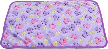 UTTPLL Blanket-Premium-Flannel-Medium-Printed Throw for Cat Dog Puppy Animals Super Soft Fluffy Fleece Pet Blankets Warm Sleep Mat Cute Paw Purple