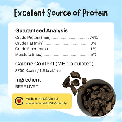 Zora's Best Friendz 100% Human Grade Freeze Dried Beef Liver Dog Treats, 3 oz. - Small, Medium & Large Dogs, Healthy, Grain-Free, Gluten-Free, No Preservatives, Made in The USA (8 Pack, Beef Liver)