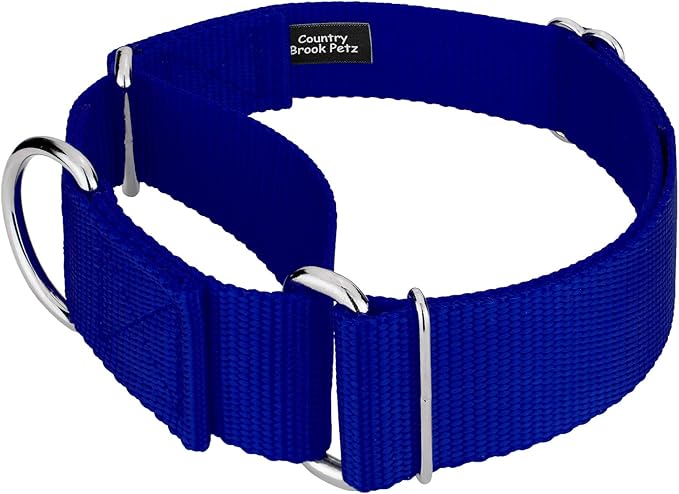 Country Brook Petz 1 1/2 Inch Martingale Heavy Duty Nylon Adjustable Dog Collar for Small, Medium, Large Breeds - Vibrant 17 Color Selection (Royal Blue, Extra Large)