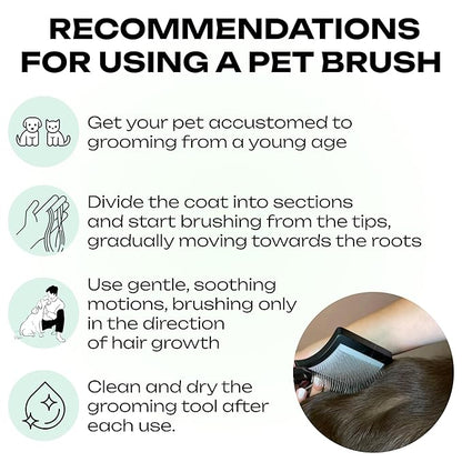 Natural Wooden Grooming Brush for Pets – Long Metal Pins Slicker for Dogs & Cats
