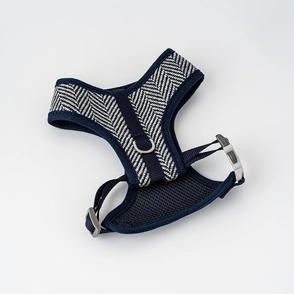 HUGO & HUDSON Dog Harness, No-Pull Anti Choke Tweed Harness Vest, Navy Herringbone, XS