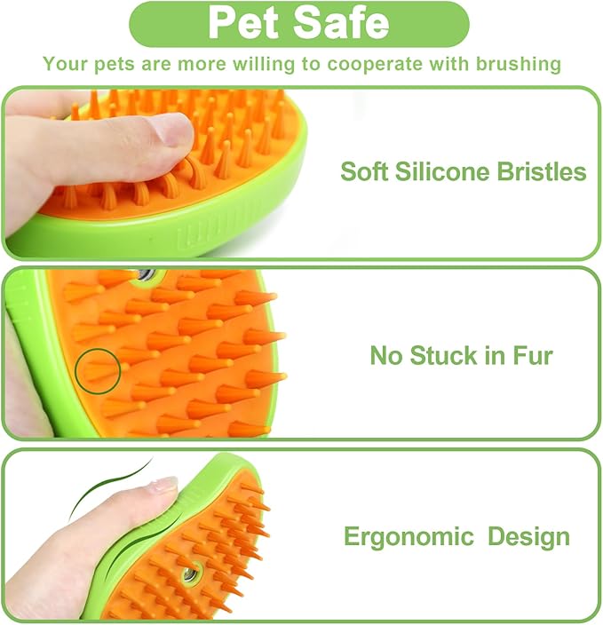 Nepfaivy Cat Steam Brush for Shedding - Steamy Cat Brush for Indoor Cats, Cat Hair Steam Brush for Massage, Spritz Defur Comb for Cats, Pet Steamer Brush for Shorted and Long Haired Dogs