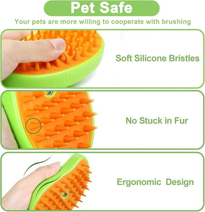 Nepfaivy Cat Steam Brush for Shedding - Steamy Cat Brush for Indoor Cats, Cat Hair Steam Brush for Massage, Spritz Defur Comb for Cats, Pet Steamer Brush for Shorted and Long Haired Dogs