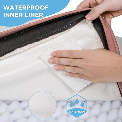 Orthopedic Dog Bed for Extra Large Dogs, Waterproof Deluxe Plush Dog Crate Bed with Removable Washable Cover & Anti-Slip Bottom, Egg Crate Foam Pet Bed Mat, 41 x 27 Inches, Pink