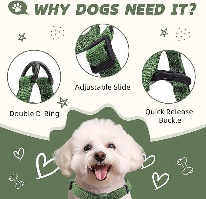 Dog Harness for Large Dogs Rayon Derived from Bamboo 90%, Polyester 10% No Pull Large Dog Harness, Step-in Adjustable Dog Harness for Large Dogs-Green