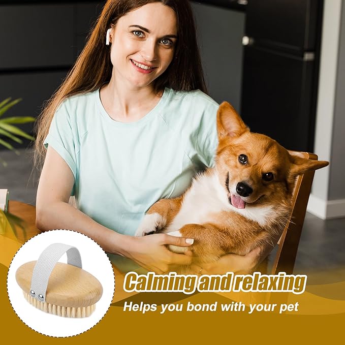 Pet Palm Brush for Dogs & Cats, Puppy Hand Brush for Massaging Grooming Shedding, Soft Bristle Kitten Brush Efficient Pet Loose Hair Remover Comb Supplies for Long and Short Hair Pets(Brown)