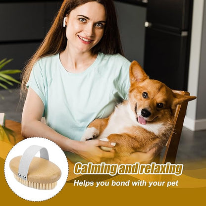 Pet Palm Brush for Dogs & Cats, Puppy Hand Brush for Massaging Grooming Shedding, Soft Bristle Kitten Brush Efficient Pet Loose Hair Remover Comb Supplies for Long and Short Hair Pets(Brown)