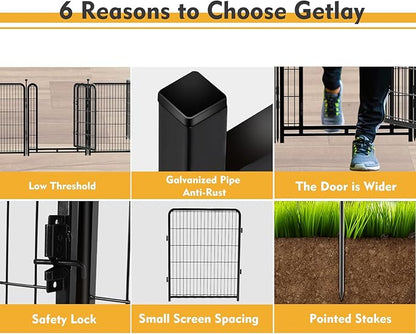 Tall Garden Fence, 32 in(H) Dog Fence Outdoor for Yard. 12 Panels Total 26.6 Ft(L) Puppy Playpen, Suitable for Indoor or Outdoor Use Play Pens for Puppys, Large Dog Pen, Fence for Garden