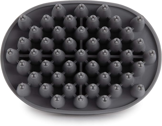 Dexas BrushBuster Silicone Gentle Dog Grooming and Massage Brush, Light Gray
