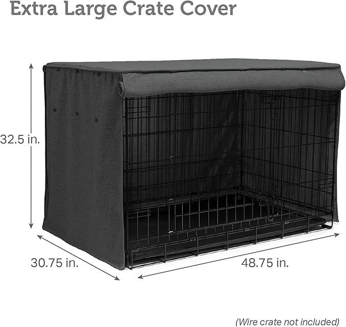 Friends Forever Metal Dog Crate Cover 48 inch, Wire Dog Kennel Cover w/Light Blocking Protective Curtain, Dog Cage Cover w/Roller Shades, Machine Washable, Trucker Black
