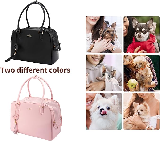 Dog Purse Carrier for Small Dogs, Pet Carrier Tote with Treat Pouch, Breathable Soft-Sided Pet Bag with Adjustable Safety Tether Strap, Pet Carrier Purse for Small Medium Dog Cat,S