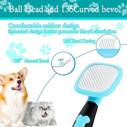 Pet Grooming Brush, Dog and Cat Hair Brush, Blue, Plastic, 4.8 Ounce, Small, All Ages, Unisex, Cats, Dogs
