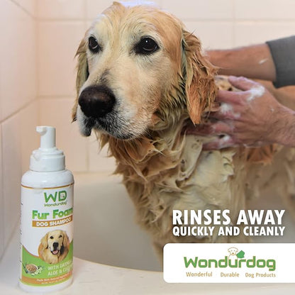 Fur Foam Dog Shampoo with Oatmeal, Coconut and Aloe. Hypoallergenic, Softens Coat, Moisturizes Dry Skin, Restores Shiny, Lathers from Bottle. (16.9oz)