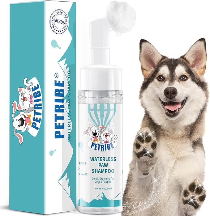 PETRIBE Dog Paw Cleaner, Portable Waterless Cleaning Shampoo for Dogs Foot Washer, Silicone Dogs Cat Foot Grooming Brush for Muddy Paws Rose Scent