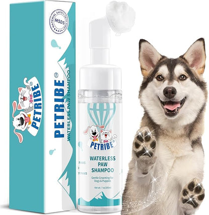PETRIBE Dog Paw Cleaner, Portable Waterless Cleaning Shampoo for Dogs Foot Washer, Silicone Dogs Cat Foot Grooming Brush for Muddy Paws Rose Scent
