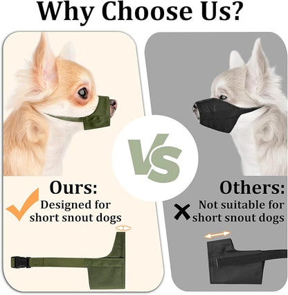 Mayerzon Short Snout Dog Muzzle, Small Muzzle for Chihuahua Shih Tzu American Bully Boxer Puppy, Soft Fabric Muzzles for Grooming Vet Visits