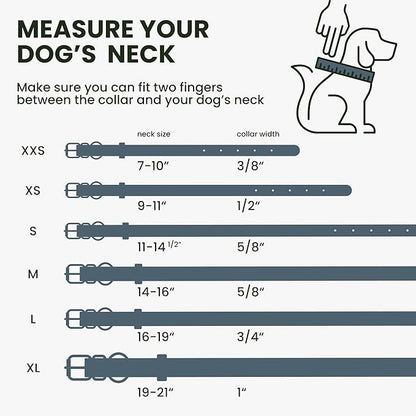 BRONZEDOG Rolled Leather Dog Collar with QR ID Tag Adjustable Soft Round Collars for Small Medium Large Dogs Puppy Cat (9" - 11" Neck Size, Denim)