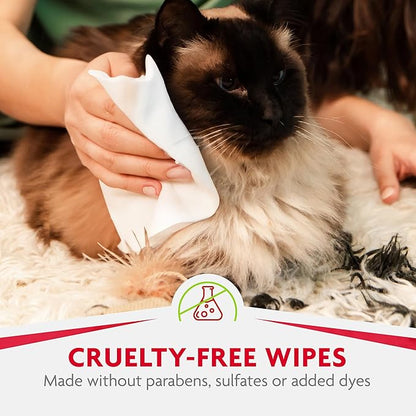 Furminator DeShedding Grooming Wipes for Cats Refresh and Deodorize Coat Without Bathing, 50 Count