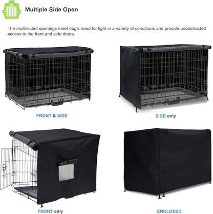 Dog Crate Cover 42in Waterproof Pet Kennel Cover for Outdoor/Indoor Protection, Durable Windproof Crate Cover Universal Fit for Wire Dog Crate (42''L*28''W*30''H-Black)