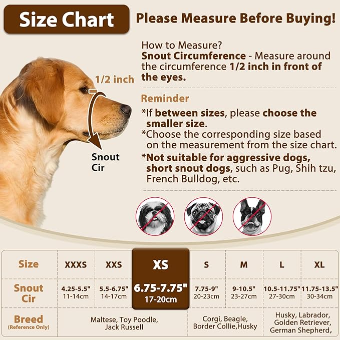 Crazy Felix Nylon Dog Muzzle for Small Medium Large Dogs, Air Mesh Breathable and Drinkable Pet Muzzle for Anti-Biting Anti-Barking Licking (XS, Blue)
