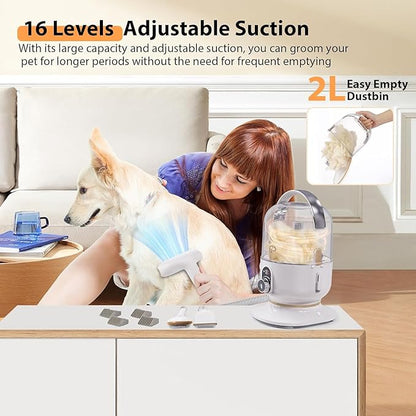 Pet Grooming Vacuum,Pet Grooming Kit & Vacuum Suction 99% Pet Hair,Dog Vacuum for Shedding Grooming,Pet Grooming Vacuum for Dogs&Cats,5 in-1 Pet Grooming Kit,Dog Hair Remover