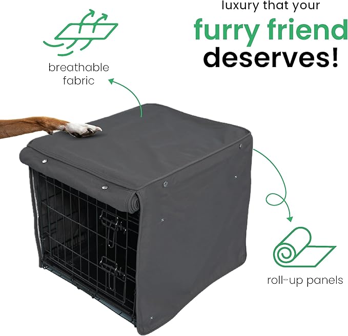Molly Mutt I'm a Realist Dog Crate Cover, 100% Cotton Canvas Cover with 2 Roll-Up Panels, Ideal for Dog or Cat Crate, Durable, Washable, and Free of Harmful Chemicals, 36" x 24" x 27"