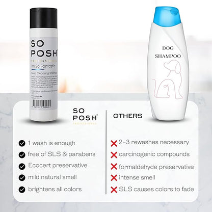 So Posh I’m So Fantastic Dog Shampoo - Deep Cleansing Shampoo, with Collagen & Keratin & Optical Brighteners, Suitable for All Breeds, Sulfate & Paraben Free, 1:10 Concentrate. 8.4 Oz